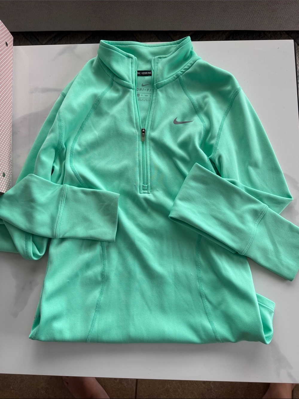 Nike Mint Green Dri-FIT Running Quarter-Zip Top